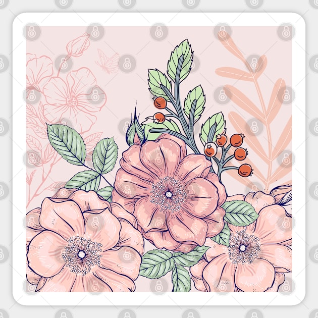 Floral Paradise_PInk Background Sticker by leBoosh-Designs